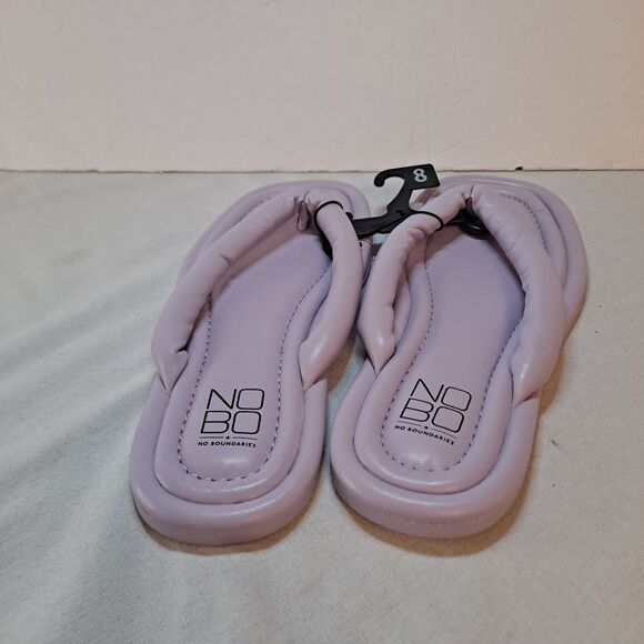 No Boundaries Thong Sandals Women’s 8 Lavender Puffy Memory Foam NOBO Flipflops - Picture 3 of 7